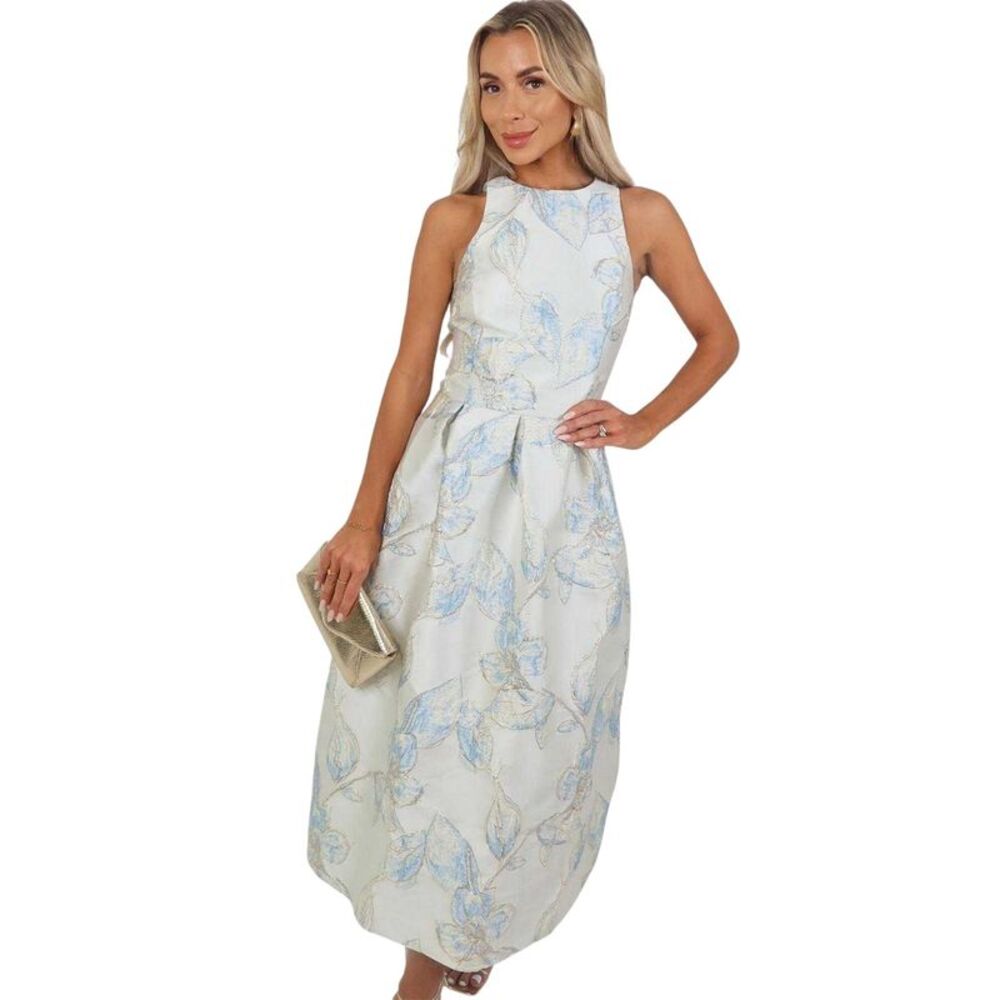 AX Paris Womens/Ladies Floral Jacquard Midi Dress / Ice Blue